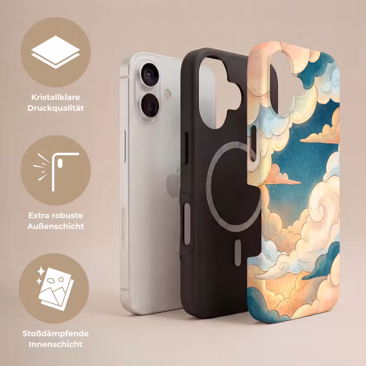 Wolk - Lucht - Natuur - Illustratief - Oranje Toughcase MagSafe Apple iPhone 17 klein -USP_Lagen_DE