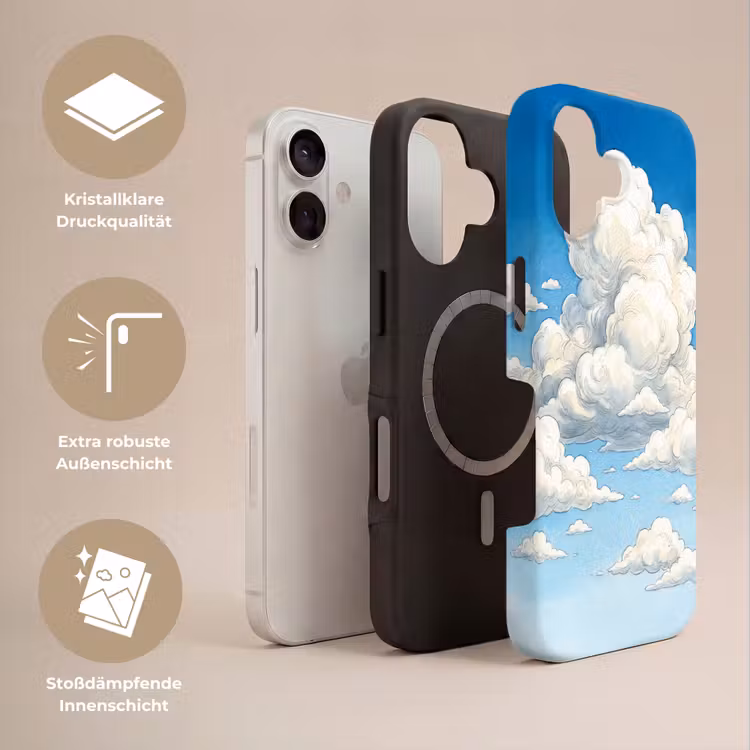 Wolken - Blauwe lucht - Natuur - Modern - Wit Toughcase MagSafe Apple iPhone 17 klein -USP_Lagen_DE