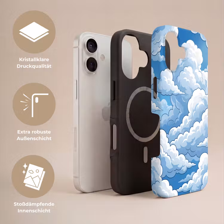 Wolken - Hemel - Abstract - Wit Toughcase MagSafe Apple iPhone 17 klein -USP_Lagen_DE