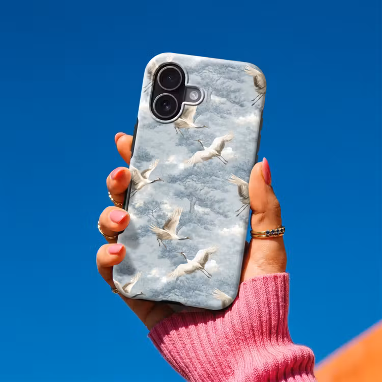 Wolken - Kraanvogels - Blauw Toughcase MagSafe Apple iPhone 17 klein 1017 -Sfeer1V