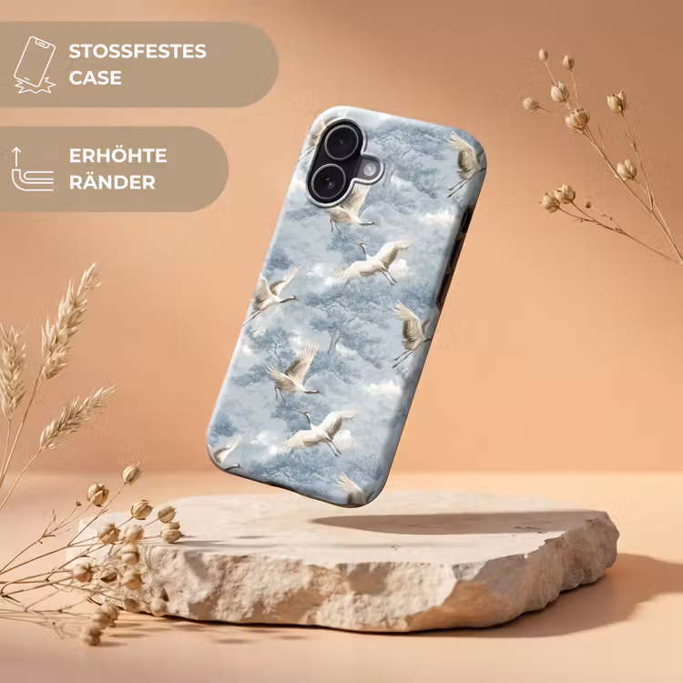 Wolken - Kraanvogels - Blauw Toughcase MagSafe Apple iPhone 17 klein 1017 -USP_RandenV_DE