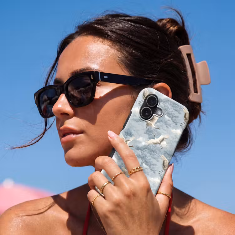 Wolken - Kraanvogels - Blauw Toughcase MagSafe Apple iPhone 17 klein 1017 -Sfeer2V