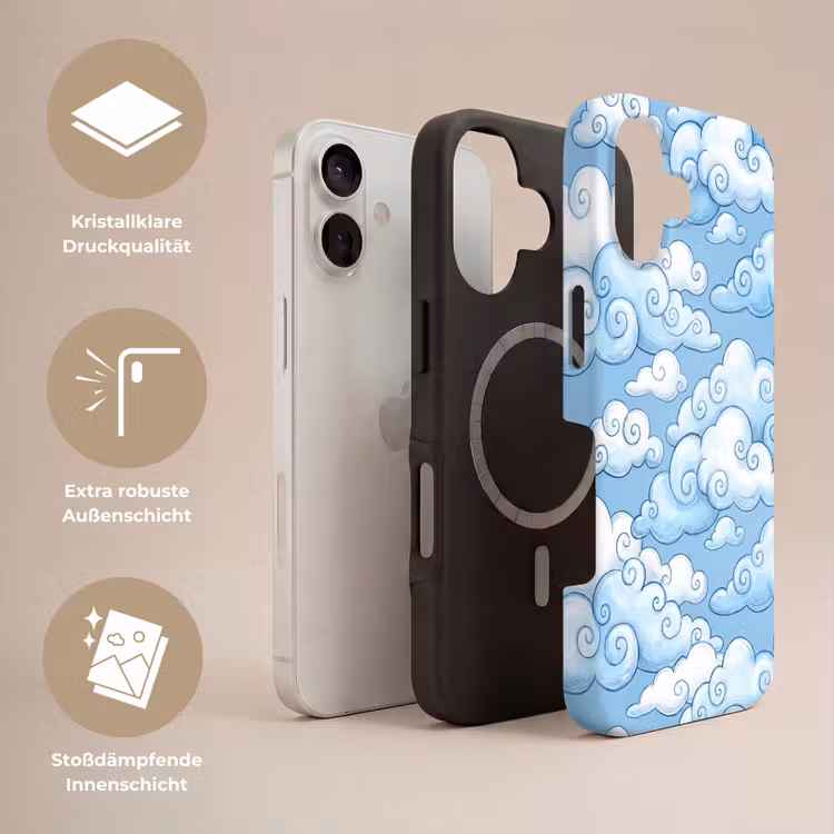 Wolken - Patroon - Hemel - Illustratie - Wit Toughcase MagSafe Apple iPhone 17 klein -USP_Lagen_DE