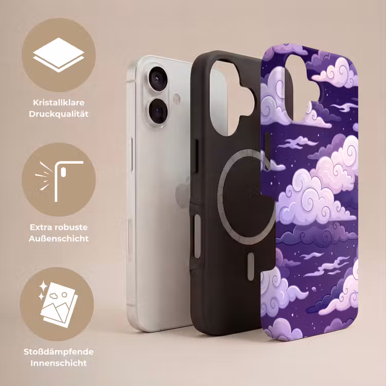 Wolken - Nacht - Natuur - Abstract - Paars Toughcase MagSafe Apple iPhone 17 klein -USP_Lagen_DE