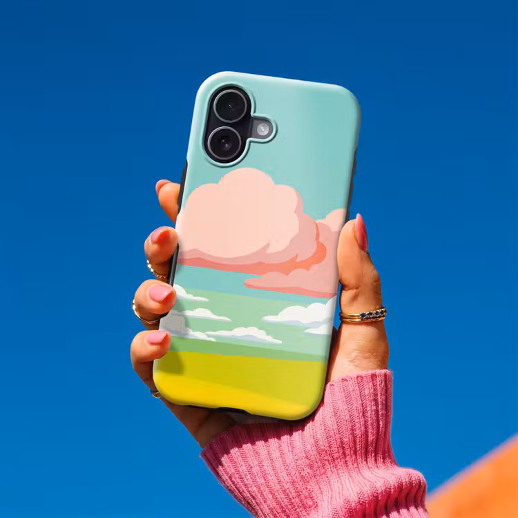 Wolken - Roze - Natuur - Modern - Pastel Toughcase MagSafe Apple iPhone 17 klein -Sfeer1V