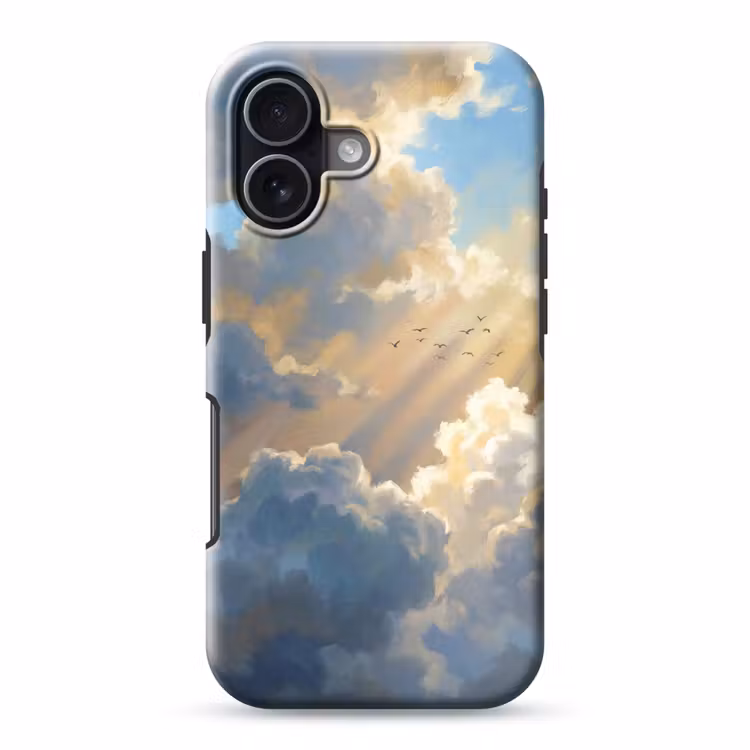 Wolken - Zonnestralen - Natuur - Abstract - Blauw Toughcase MagSafe Apple iPhone 17 klein -3d
