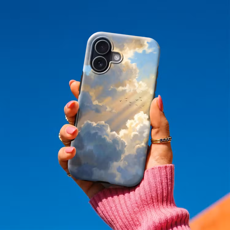 Wolken - Zonnestralen - Natuur - Abstract - Blauw Toughcase MagSafe Apple iPhone 17 klein -Sfeer1V