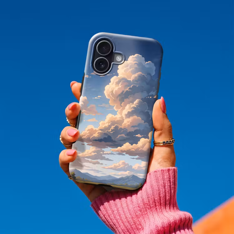 Wolken - Daghemel - Natuur - Illustratie - Oranje Toughcase MagSafe Apple iPhone 17 klein -Sfeer1V