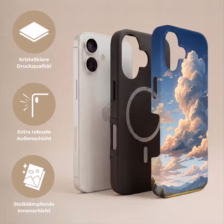 Wolken - Daghemel - Natuur - Illustratie - Oranje Toughcase MagSafe Apple iPhone 17 klein -USP_Lagen_DE