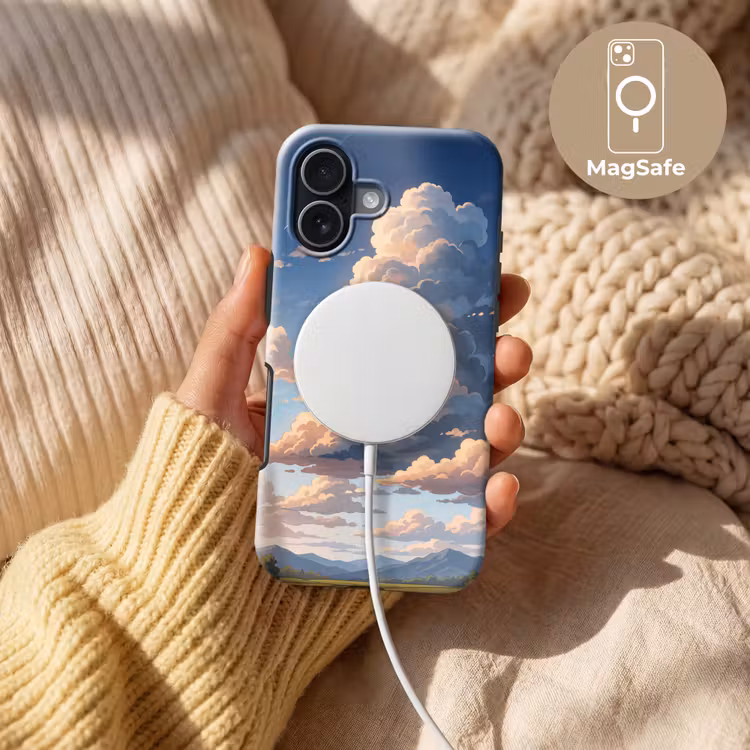Wolken - Daghemel - Natuur - Illustratie - Oranje Toughcase MagSafe Apple iPhone 17 klein -USP_MagsafeV
