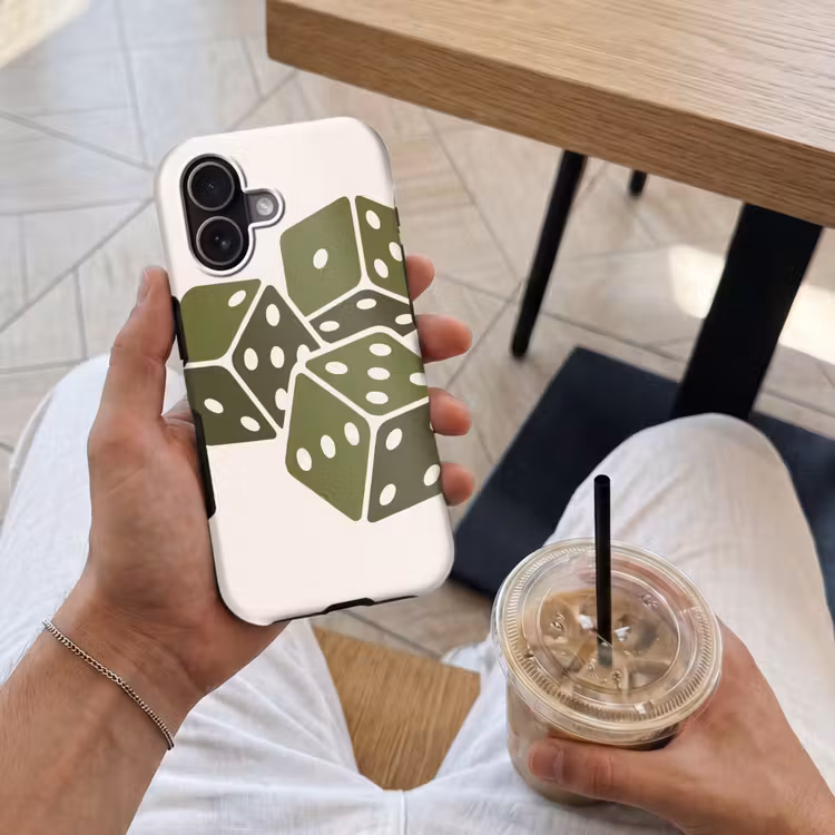 Dobbelsteen - Spel - Groen - Abstract Toughcase MagSafe Apple iPhone 17 klein -Sfeer1M