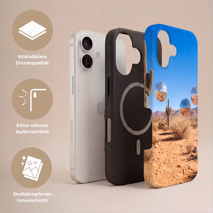 Handyhülle Toughcase - Wüste – Spiegelkugel – Kunst - Woestijn - Spiegelbal - Kunst Toughcase MagSafe Apple iPhone 17 klein