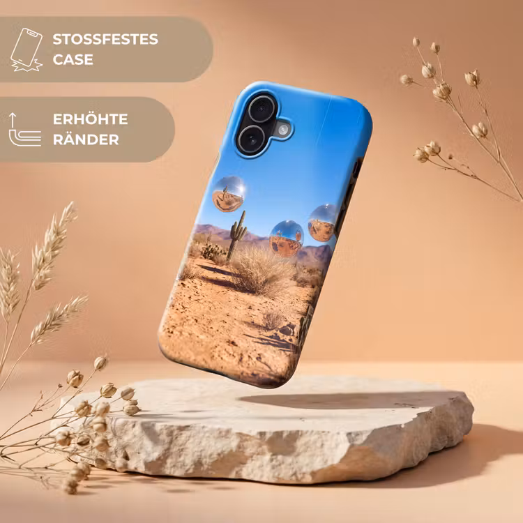Handyhülle Toughcase - Wüste – Spiegelkugel – Kunst - Woestijn - Spiegelbal - Kunst Toughcase MagSafe Apple iPhone 17 klein