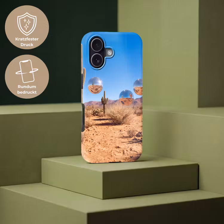 Handyhülle Toughcase - Wüste – Spiegelkugel – Kunst - Woestijn - Spiegelbal - Kunst Toughcase MagSafe Apple iPhone 17 klein