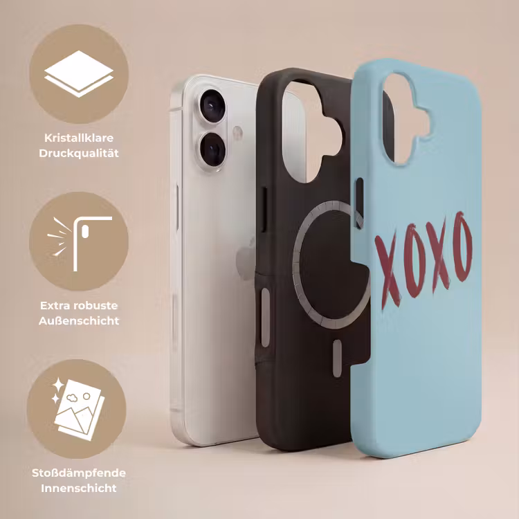 XOXO - Blauw - Rood Toughcase MagSafe Apple iPhone 17 klein -USP_Lagen_DE