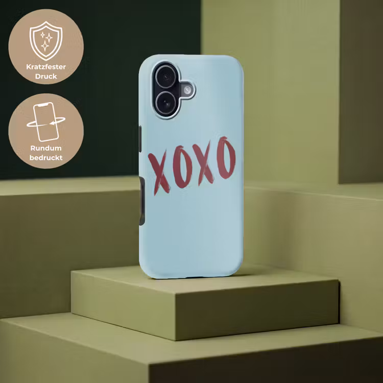 XOXO - Blauw - Rood Toughcase MagSafe Apple iPhone 17 klein -USP_PrintM_DE