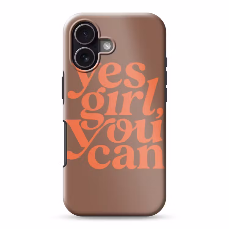 Yes girl you can - Oranje - Bruin Toughcase MagSafe Apple iPhone 17 klein -3d