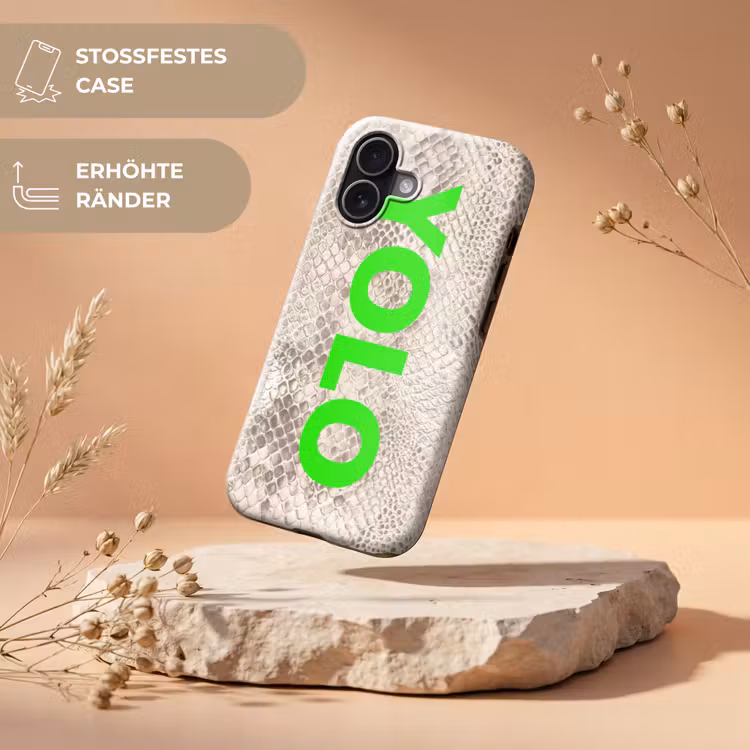 YOLO - Groen - Neon - Slangenprnt Toughcase MagSafe Apple iPhone 17 klein -USP_RandenV_DE