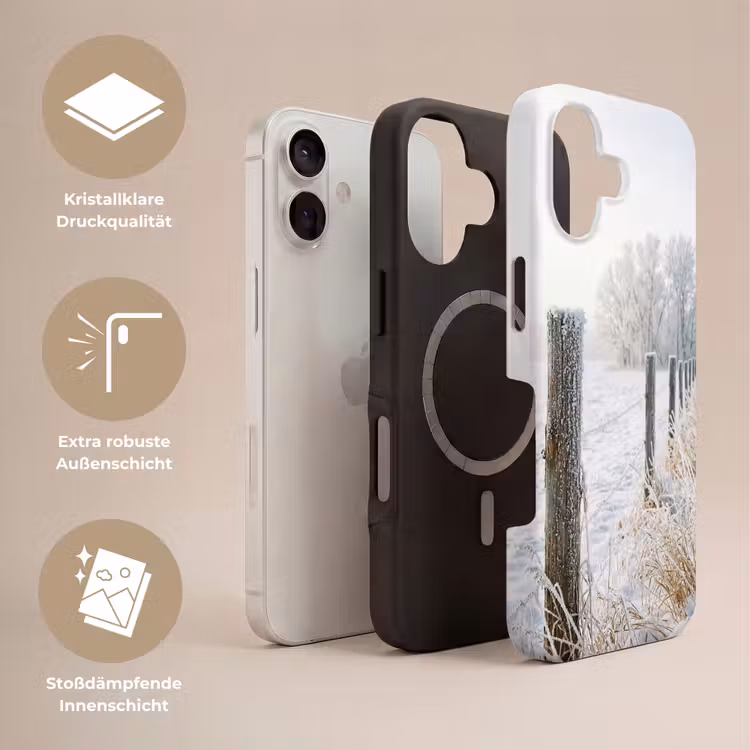 Hek - Sneeuw - Mist - Platteland - Nostalgisch Toughcase MagSafe Apple iPhone 17 klein -USP_Lagen_DE