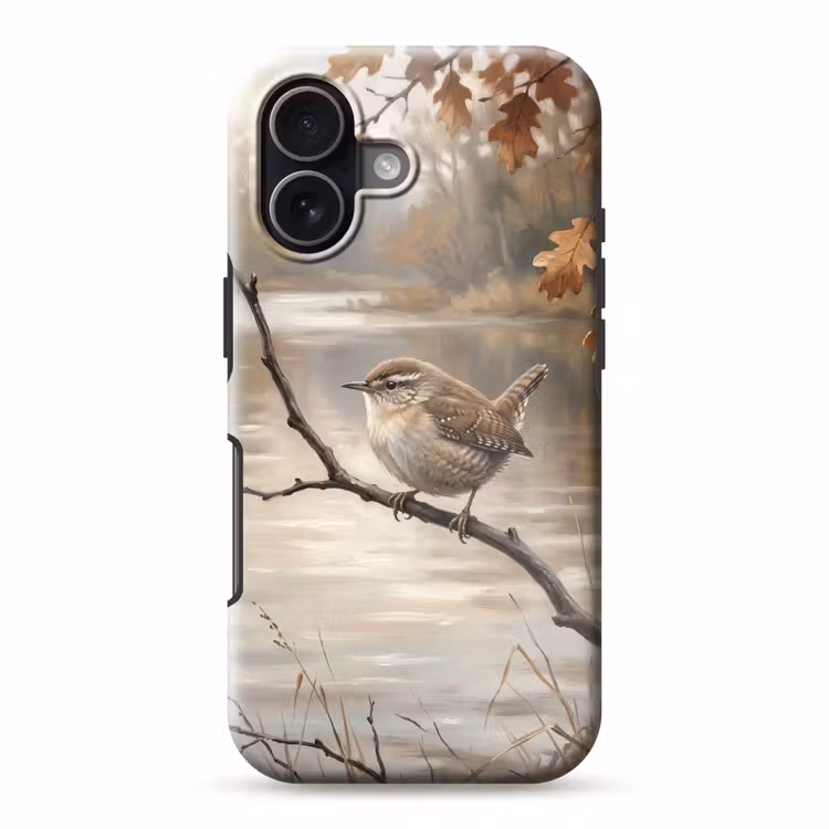 Winterkoninkje - Tak - Rivier - Natuur - Sfeervol Toughcase MagSafe Apple iPhone 17 klein -3d