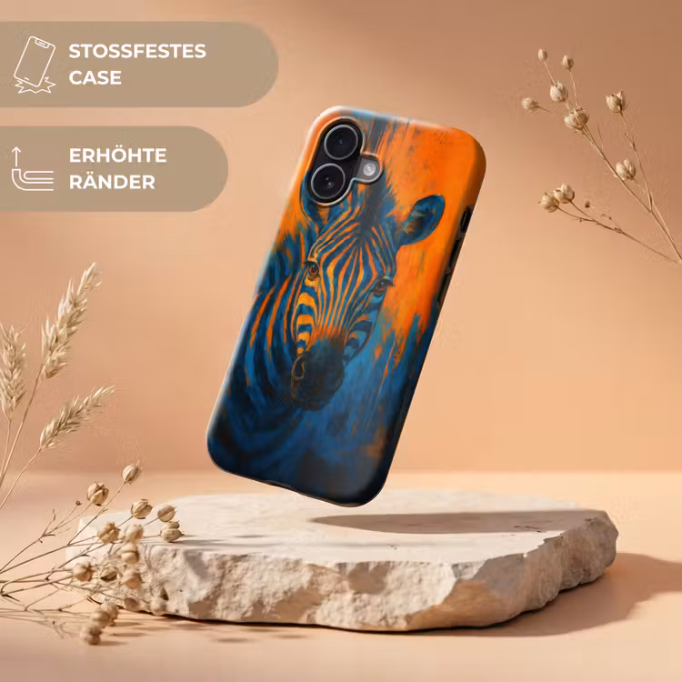 Zebra - Abstract - Blauw Toughcase MagSafe Apple iPhone 17 klein -USP_RandenV_DE