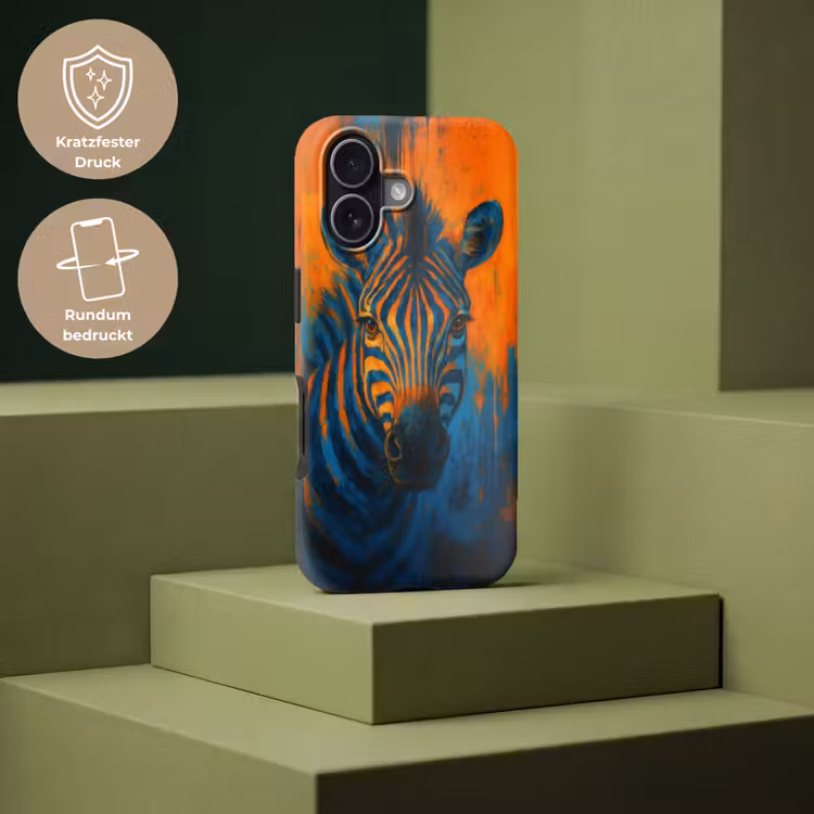 Zebra - Abstract - Blauw Toughcase MagSafe Apple iPhone 17 klein -USP_PrintM_DE
