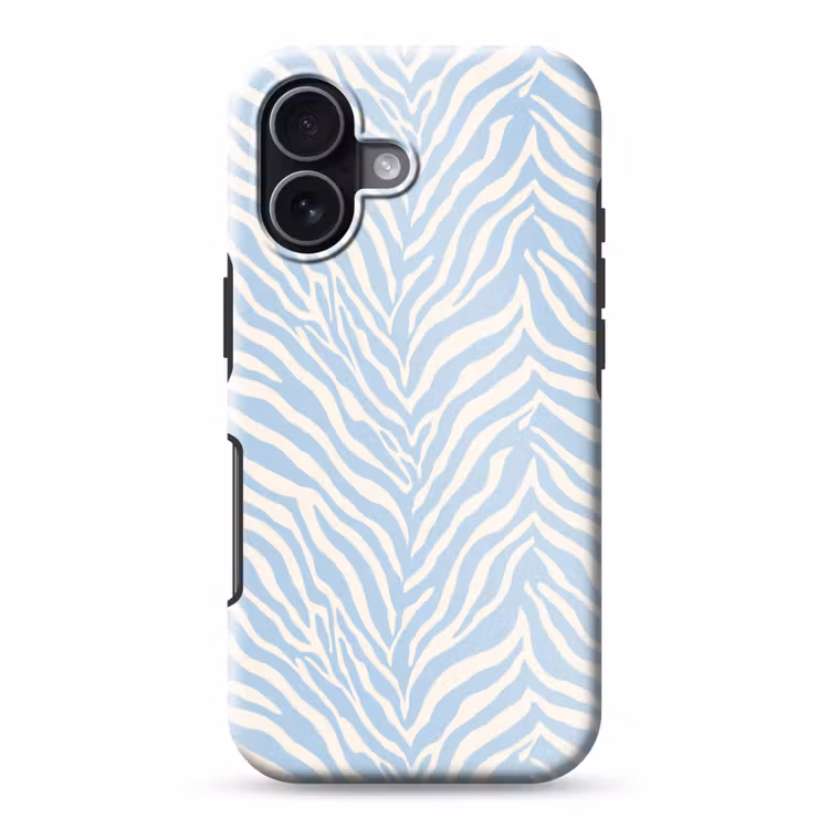 Zebra - Motief - Blauw - Wit Toughcase MagSafe Apple iPhone 17 klein 1017 -3d