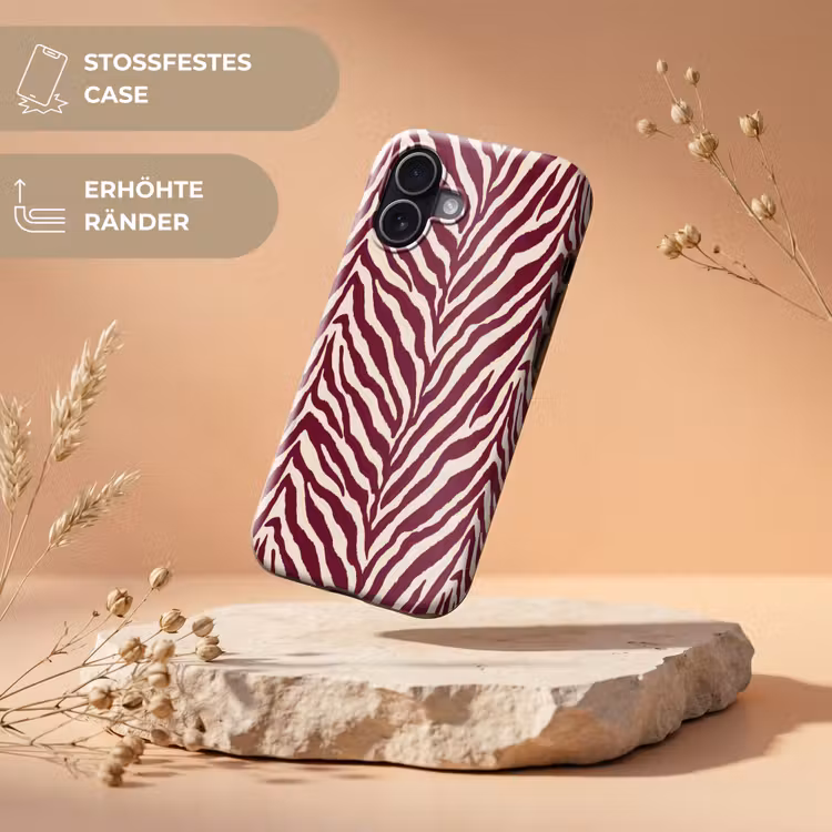 Zebra - Motief - Bordeaux - Rood Toughcase MagSafe Apple iPhone 17 klein 1017 -USP_RandenV_DE