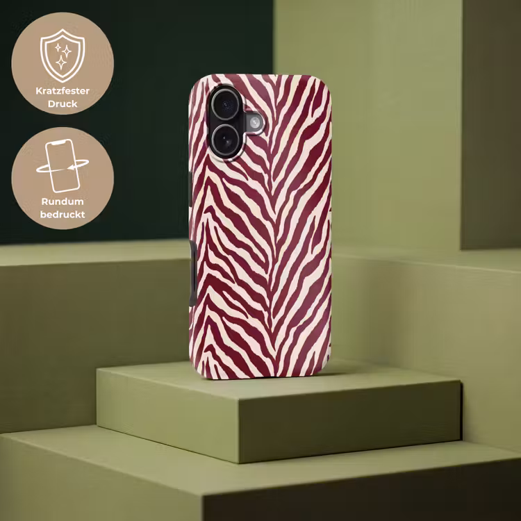 Zebra - Motief - Bordeaux - Rood Toughcase MagSafe Apple iPhone 17 klein 1017 -USP_PrintM_DE