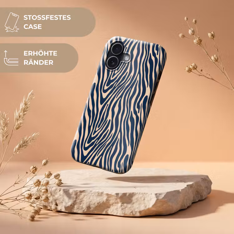 Zebra - Patroon - Blauw - Beige Toughcase MagSafe Apple iPhone 17 klein 1017 -USP_RandenV_DE