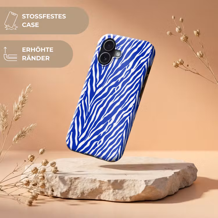 Zebra - Patroon - Kobalt - Blauw Toughcase MagSafe Apple iPhone 17 klein 1017 -USP_RandenV_DE