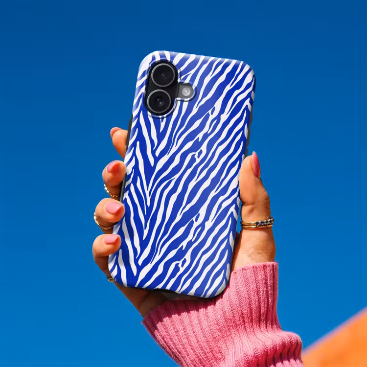 Zebra - Patroon - Kobalt - Blauw Toughcase MagSafe Apple iPhone 17 klein 1017 -Sfeer1V