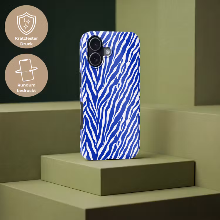 Zebra - Patroon - Kobalt - Blauw Toughcase MagSafe Apple iPhone 17 klein 1017 -USP_PrintM_DE