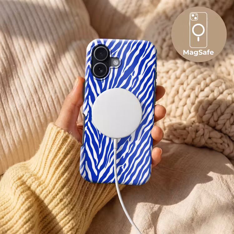 Zebra - Patroon - Kobalt - Blauw Toughcase MagSafe Apple iPhone 17 klein 1017 -USP_MagsafeV