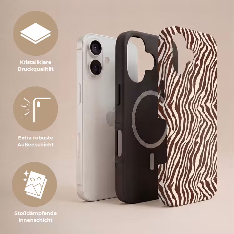 Zebra - Patroon - Zwart - Wit Toughcase MagSafe Apple iPhone 17 klein 1017 -USP_Lagen_DE