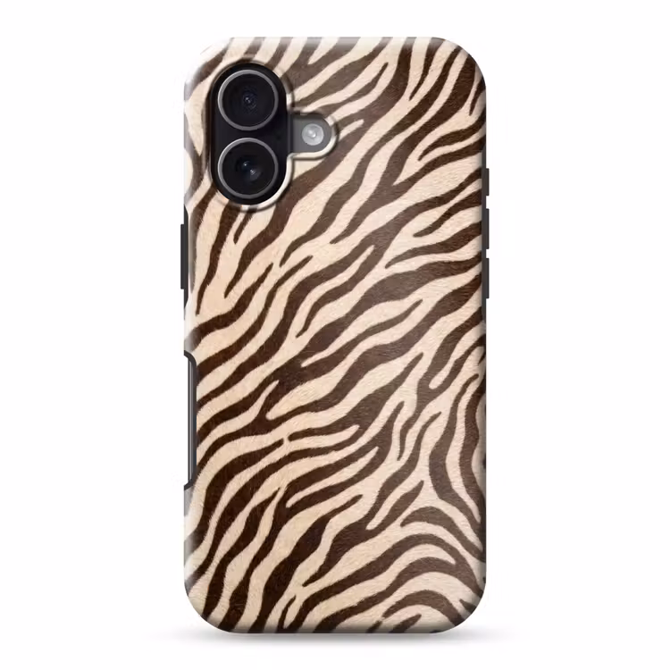 Zebra - Strepen - Bruin Toughcase MagSafe Apple iPhone 17 klein -3d