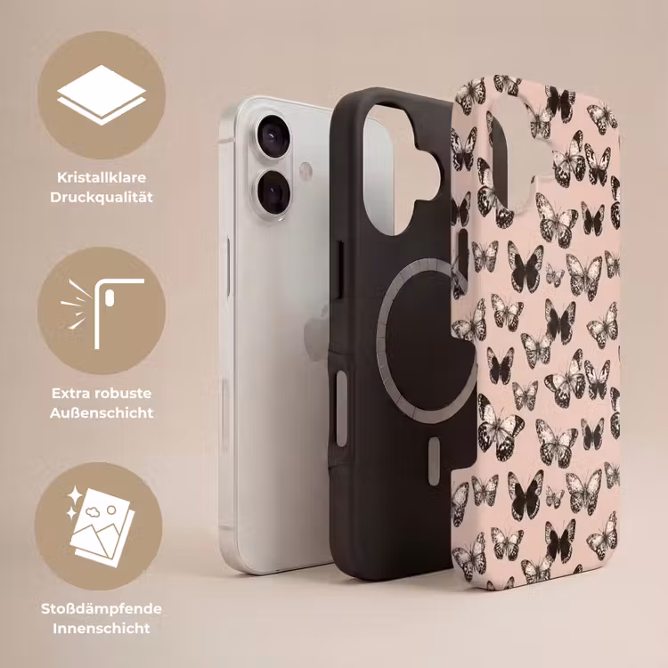 Tijdloos - Vlinders - Perzik Toughcase MagSafe Apple iPhone 17 klein 1017 -USP_Lagen_DE