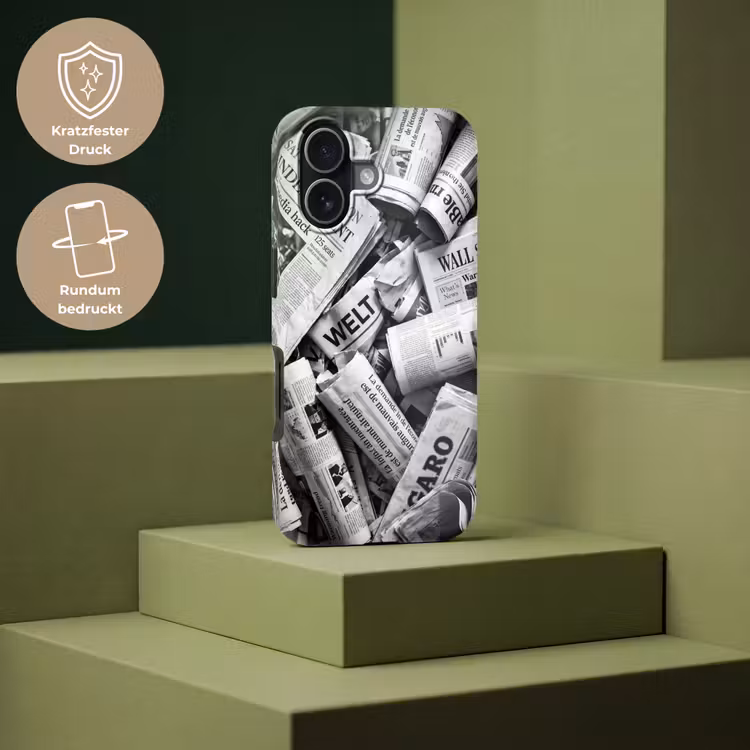 Krant - Stapel - Nieuws - Zwart-wit Toughcase MagSafe Apple iPhone 17 klein -USP_PrintM_DE