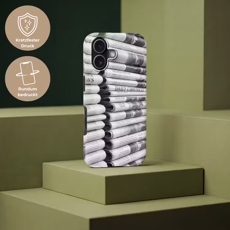Krant - Stapel - Nieuws - Zwart-wit - Media Toughcase MagSafe Apple iPhone 17 klein -USP_PrintM_DE