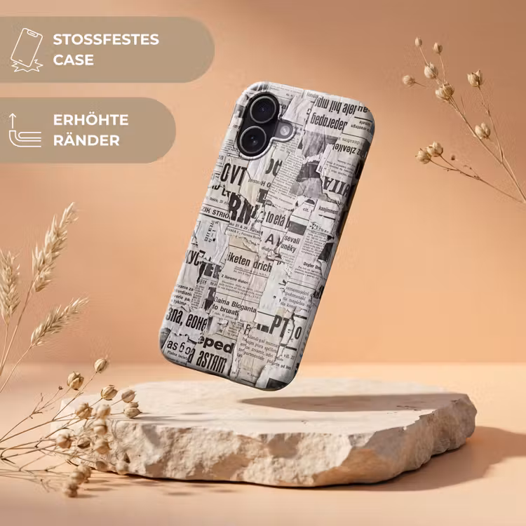 Krant - Gescheurd - Textuur - Abstract - Zwart-wit Toughcase MagSafe Apple iPhone 17 klein -USP_RandenV_DE