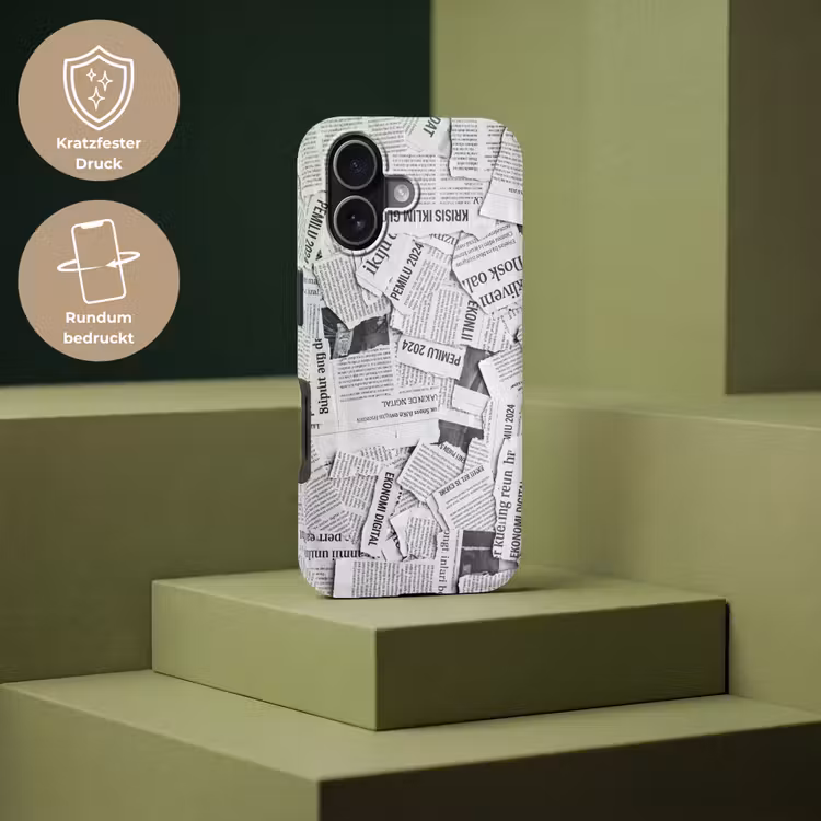 Krant - Versnipperd - Textuur - Zwart-wit - Abstract Toughcase MagSafe Apple iPhone 17 klein -USP_PrintM_DE