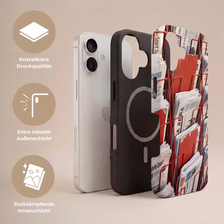 Kranten - Rek - Stedelijk - Dagelijks leven - Rood Toughcase MagSafe Apple iPhone 17 klein -USP_Lagen_DE