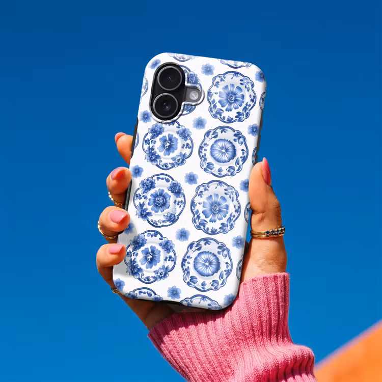 Sierborden - Bloemen - Blauw Toughcase MagSafe Apple iPhone 17 klein 1017 -Sfeer1V