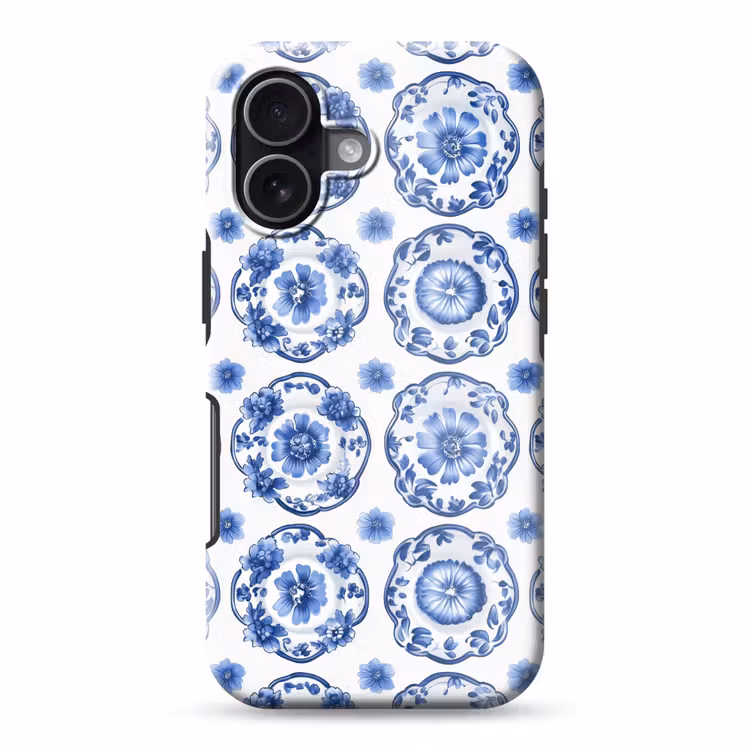Sierborden - Bloemen - Blauw Toughcase MagSafe Apple iPhone 17 klein 1017 -3d