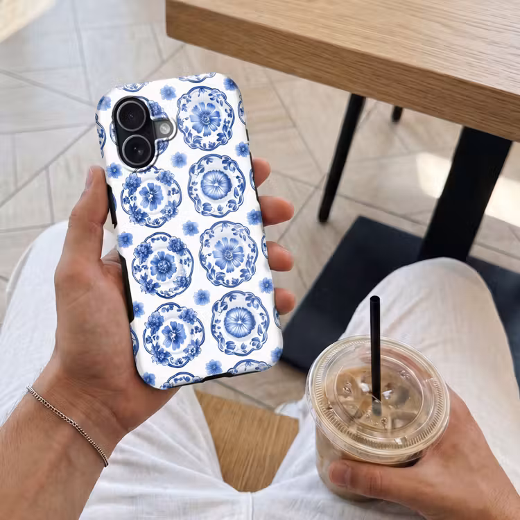 Sierborden - Bloemen - Blauw Toughcase MagSafe Apple iPhone 17 klein 1017 -Sfeer1M