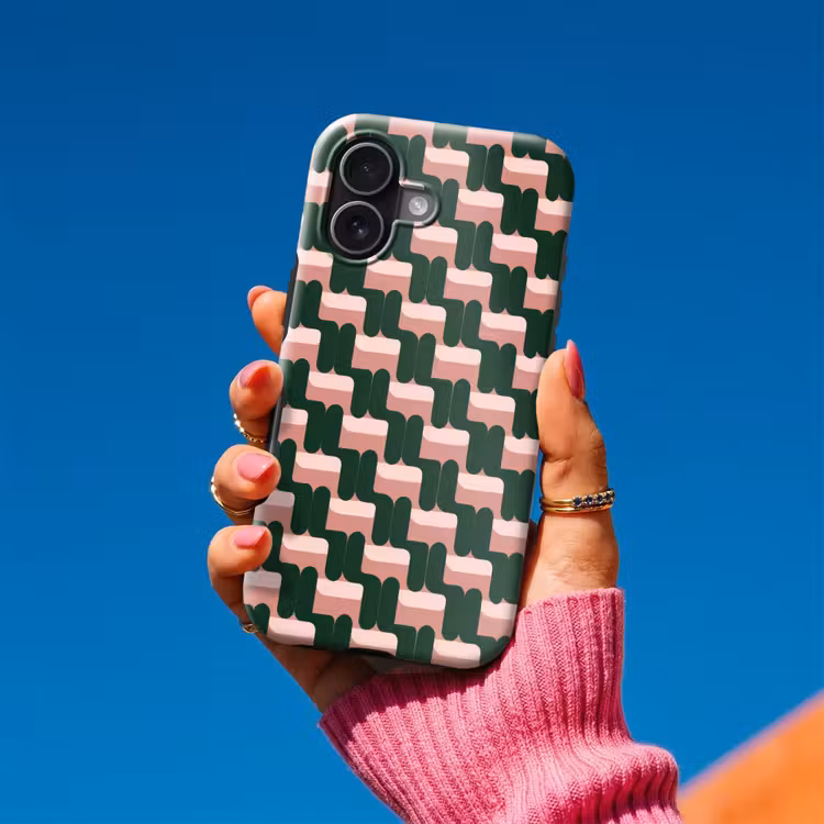Vlechtpatroon - Groen - Roze - Geometrisch Toughcase MagSafe Apple iPhone 17 klein 1017 -Sfeer1V