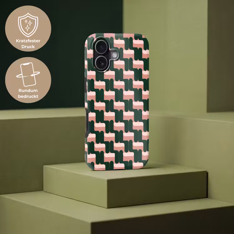 Vlechtpatroon - Groen - Roze - Geometrisch Toughcase MagSafe Apple iPhone 17 klein 1017 -USP_PrintM_DE