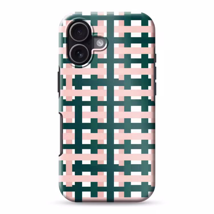 Vlechtpatroon - Groen - Roze - Grafisch Toughcase MagSafe Apple iPhone 17 klein 1017 -3d