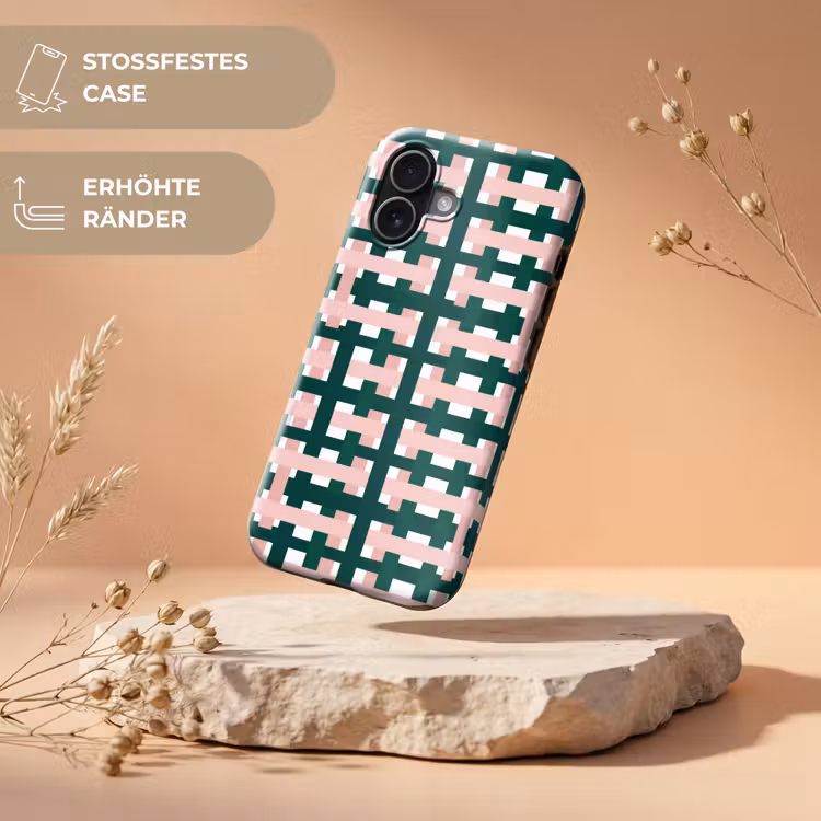 Vlechtpatroon - Groen - Roze - Grafisch Toughcase MagSafe Apple iPhone 17 klein 1017 -USP_RandenV_DE