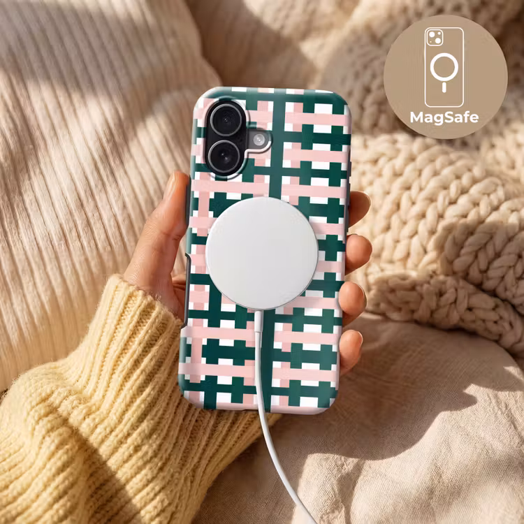 Vlechtpatroon - Groen - Roze - Grafisch Toughcase MagSafe Apple iPhone 17 klein 1017 -USP_MagsafeV